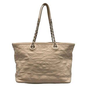 Auth CHANEL Wild Stitch Pink Beige Soft Calfskin Shoulder Bag